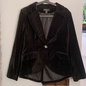H&M Black Velvet High Low single button Blazer